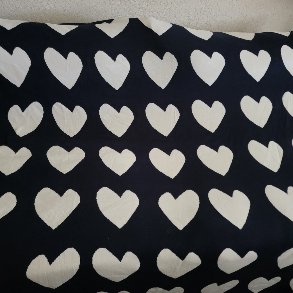 Kerri Rosenthal Imperfect Hearts Navy Heart Pattern Throw Blanket....